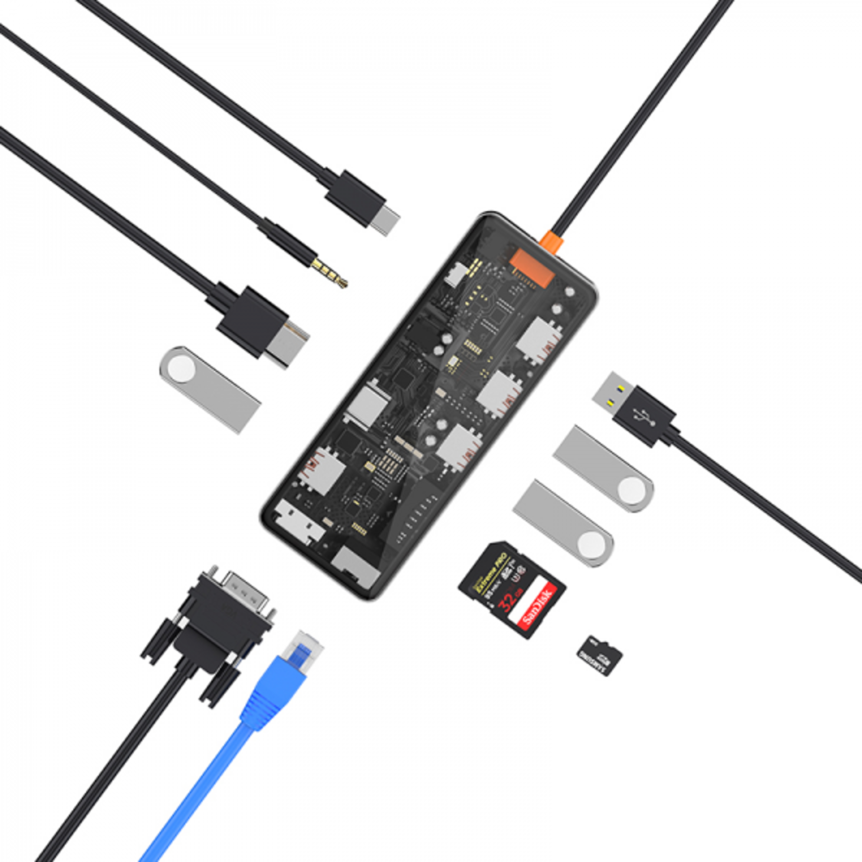 هاب آداپتور تایپ سی 11 پورت ویوو مدل wiwu Cyber HUB 11 in 1 Type-C CB011